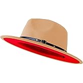 Wide Brim Fedora Hats for Women Men Two Tone Dress Hat Felt Panama Hat in Two Audlt Size