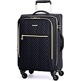 BAGSMART Carry On Luggage 20 Inch,Softside Expandable Suitcase with Spinner Wheels, Luggage 22x14x9 Airline Approved Rolling Lightweight Suitcases for Women Men, Compact Carry-On (Black)
