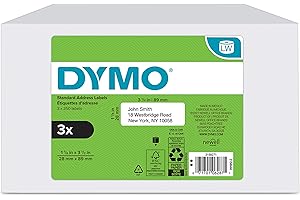 DYMO Authentic LW Mailing Address Labels for LabelWriter Label Printers, (1-1/8" x 3-1/2"), 3 Rolls of 350 (1050 Total)