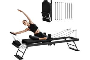 DUDUSHIMAN Pilates Reformer Machine for Home Workout, 78" Foldable Pilates Equipment with Dual Resistance& Springs and Cords,Suitable for Advanced and Beginners Users, Up to 400 lbs Weight Capacity