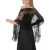 changyexi Women Shawl Wraps for Evening Dresses, Sheer Lace Elegant Chiffon Wedding Scarf For Women, Formal Party Dress Cover