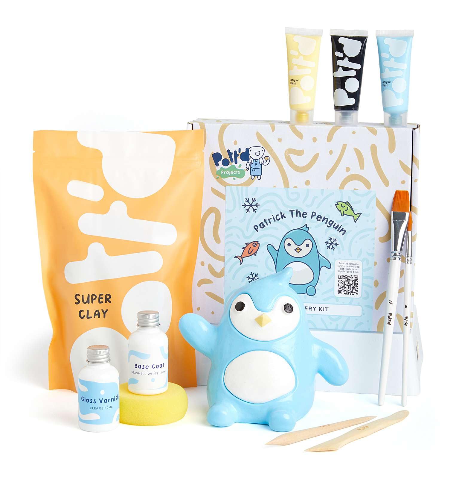 Pott'd Mini Pottery Kits | Air Dry Clay Pottery Kit for Adults | Includes Paints, Brushes, and Potters Tools | Free Online Step-by-Step Tutorial | Perfect for Beginners | Bring The Studio to Your Home