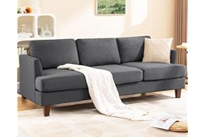 Busaurus 3 Seater Sofa Couch with Deep Seats, 89" Mid Century Modern Upholstered Sofa with Armrests, Comfy Couches for Living Room, Bedroom, Apartment and Office (Dark Grey)