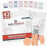 Epic Medical Supply First Aid Kit Medication Refill – 43-Count Unit Dose Packets - Alcohol Pads & Bandages – Emergency Medicine Kit Pills - 1st Aid Kit Refill, Travel, Camping – Assembled in USA