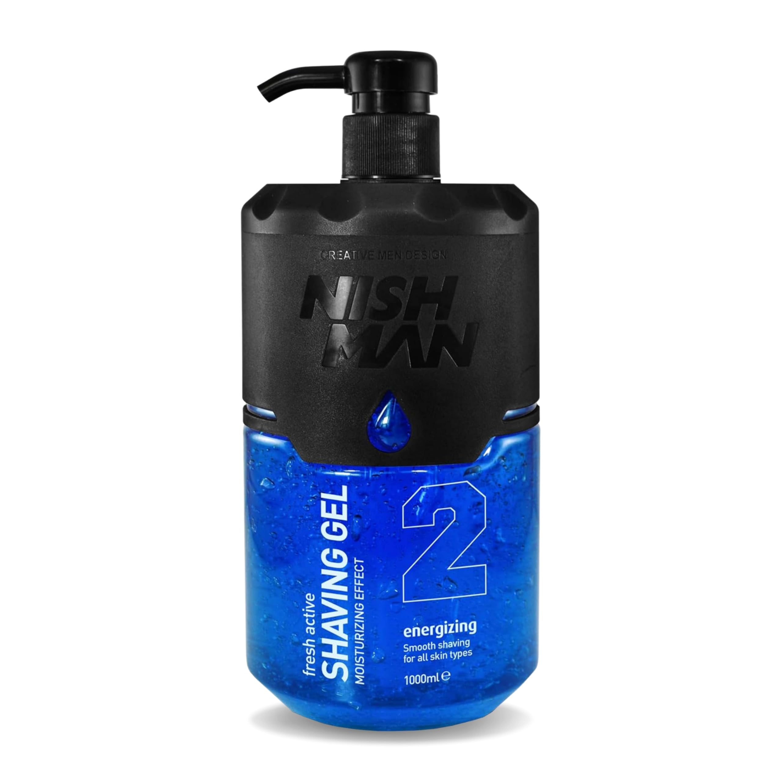 NISHMAN Shaving Gel 02 - Energizing 1000ml - For a Smooth Shaving Experience, Moisturizing and Nourishing - Perfect Protection for a Soft Skin - Fresh and Long-Lasting Fragrance - Men's Grooming