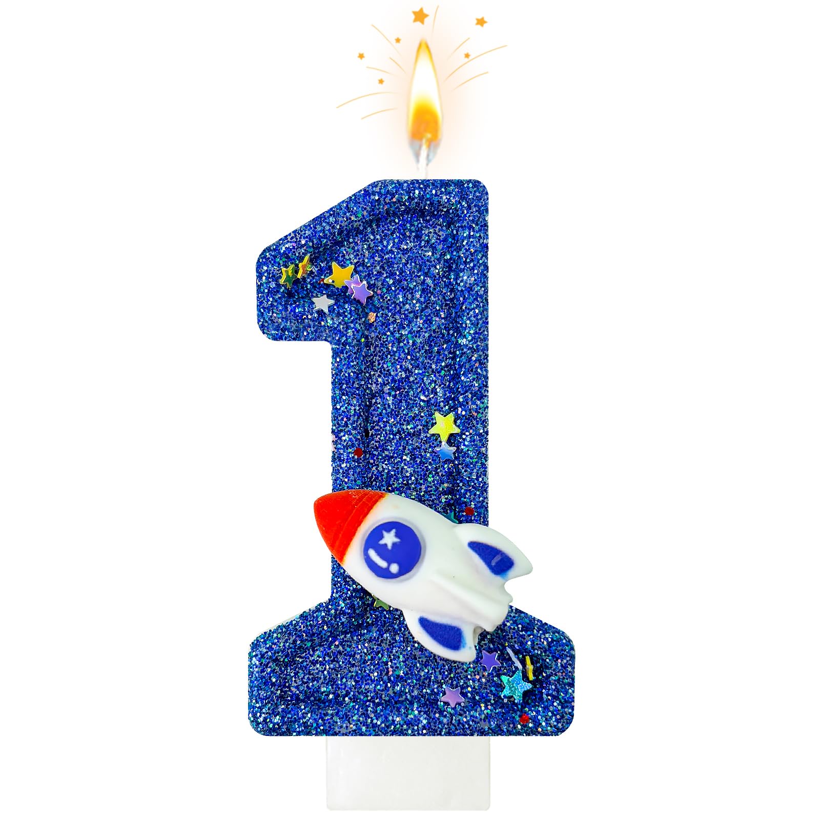 Sesine Astronaut Number 1 Birthday Candle for Cake - Space Universe Themed Cake Topper and Party Decoration for Boys, Sparkler for Anniversary Celebrations (Number 1)