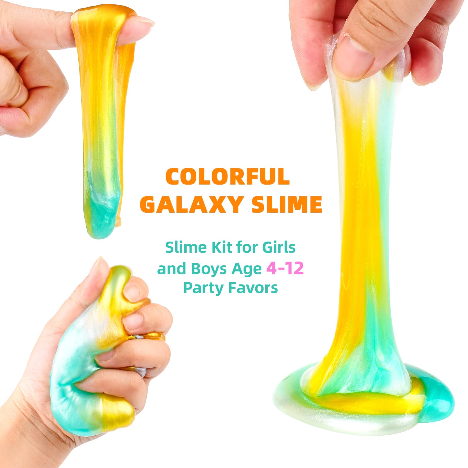 14 Pack Galaxy Slime Kit, Mini Clear Slime Kit for Party Favor, Bulk Easter Slime Putty Toy for Girls & Boys, Kids Goodie Bag Stuffers, Soft Non-Stick