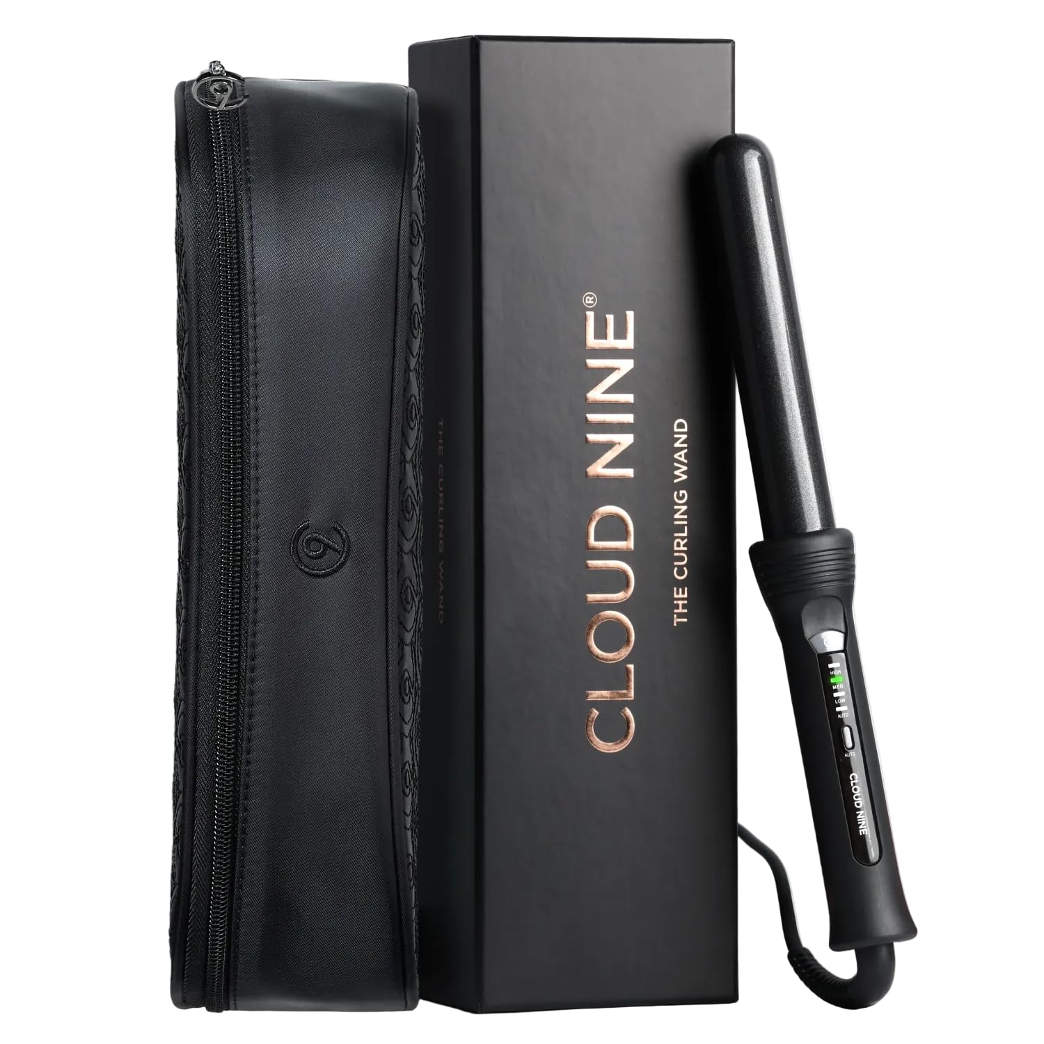 CLOUD NINE The Curling Wand Hair Curler | Styling Tool Variable Temperature Control 125°C to 175°C Range of Hair Types Strong Shiny Healthy Results | Ceramic Barrel Pivoting Cord | Quick Heat