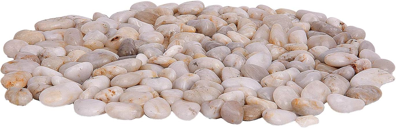 Hisredsun 2.1 lb White Decorative Stones,Natural Polished Pebbles for Plant Pots,River Rocks for Landscaping Vase Fillers,Succulents,Aquarium and Garden Decoration - Image 3
