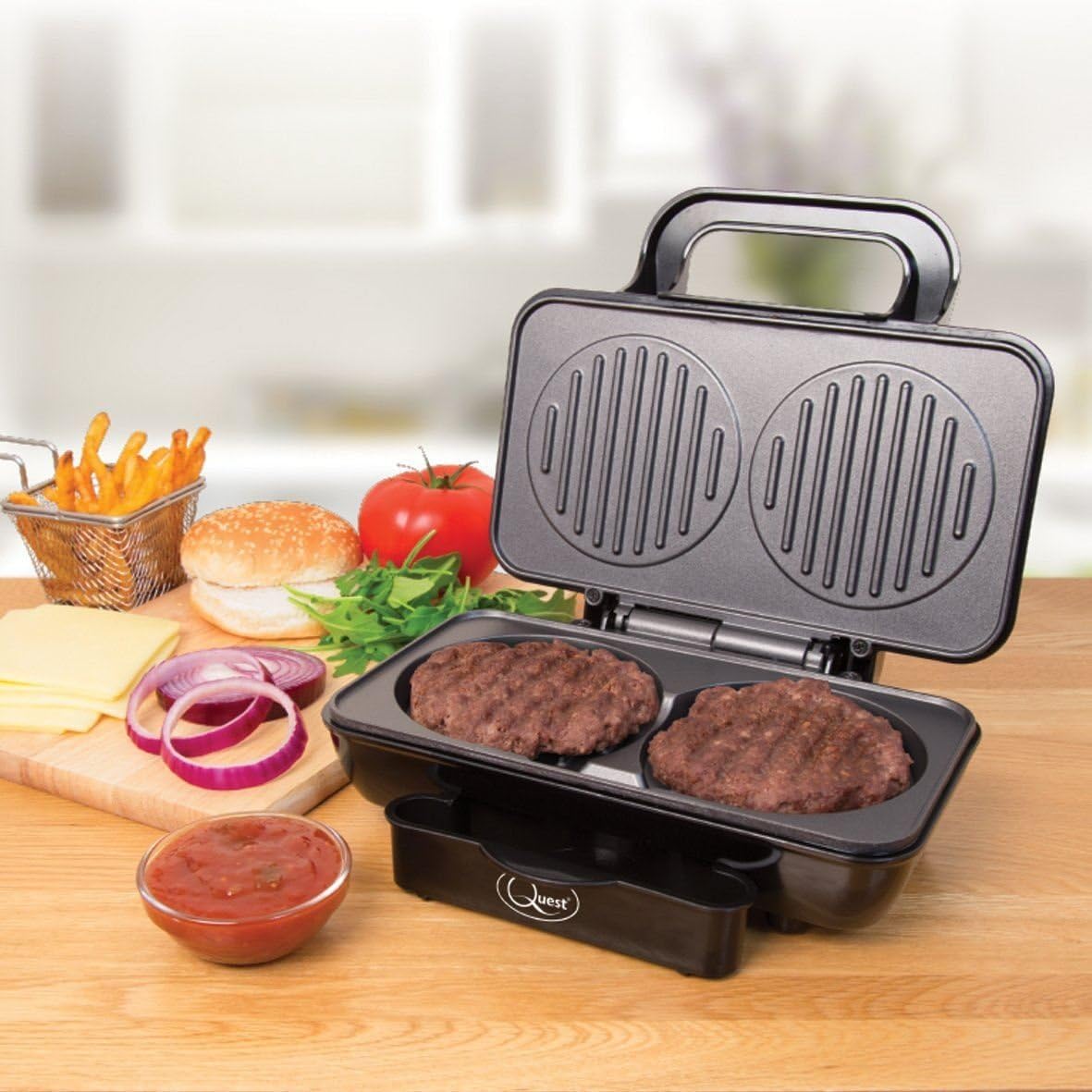 Unibos Twin Home Made Burger Grill Machine Black 800 W Brand New