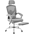 Sweetcrispy Office Computer Desk Chair, Ergonomic High-Back Mesh Rolling Work Swivel Chairs with Wheels, Comfortable Lumbar Support, Comfy Arms for Home, Bedroom, Study, Student, Grey