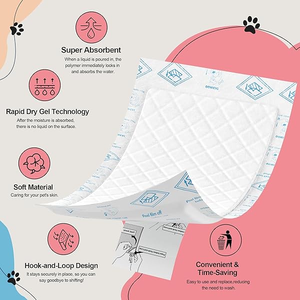 OOMICAT DOG DIAPERS LINERS, 150 CT, SUPER ABSORBENT BOOSTER PADS FOR MALE DOG WRAPS AND FEMALE DOG DIAPERS, LNNOVATIVE HOOK-AND-LOOP TAPE DESIGN, SUPER-FIT & NO SHIFTING, SMALL DOG DIAPER PADS