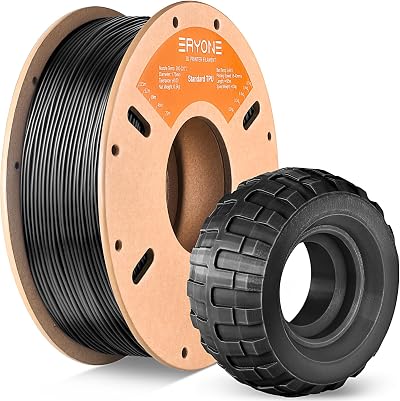 ERYONE 1.75mm TPU Filament 0.5kg Black Flexible 95A Low Warp