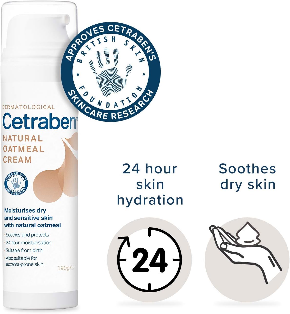 Cetraben Natural Oatmeal Cream, for Dry Sensitive & Eczema-Prone Skin, Provides 24 Hour Hydration, Soothing - Image 3
