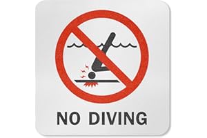 SmartSign 5.75 x 5.75 inch “No Diving” SlipSafe Adhesive Pool Safety Marker/Sign, 20 mil Thick Laminated Vinyl with Anti-Skid Pebbled Surface, Red, Black and White, Made in USA