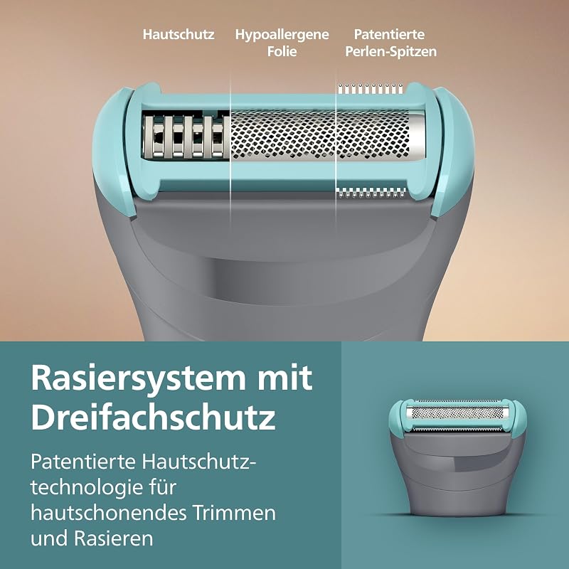 Bodygroom 3000er-Serie – Herrentrimmer mit Dreifachschutz-Rasiersystem, trimmen und rasieren im Intimbereich, hautnah und besonders schonend, 100% duschfest, 80 Min. Laufzeit, BG3480/15