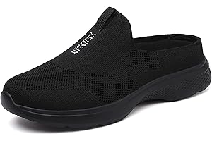 YESWIN Women's Orthopedic Slip-On Mules Sneakers for Plantar Fasciitis Easy Off Recovery Backless Knit Comfortable Lightweigh