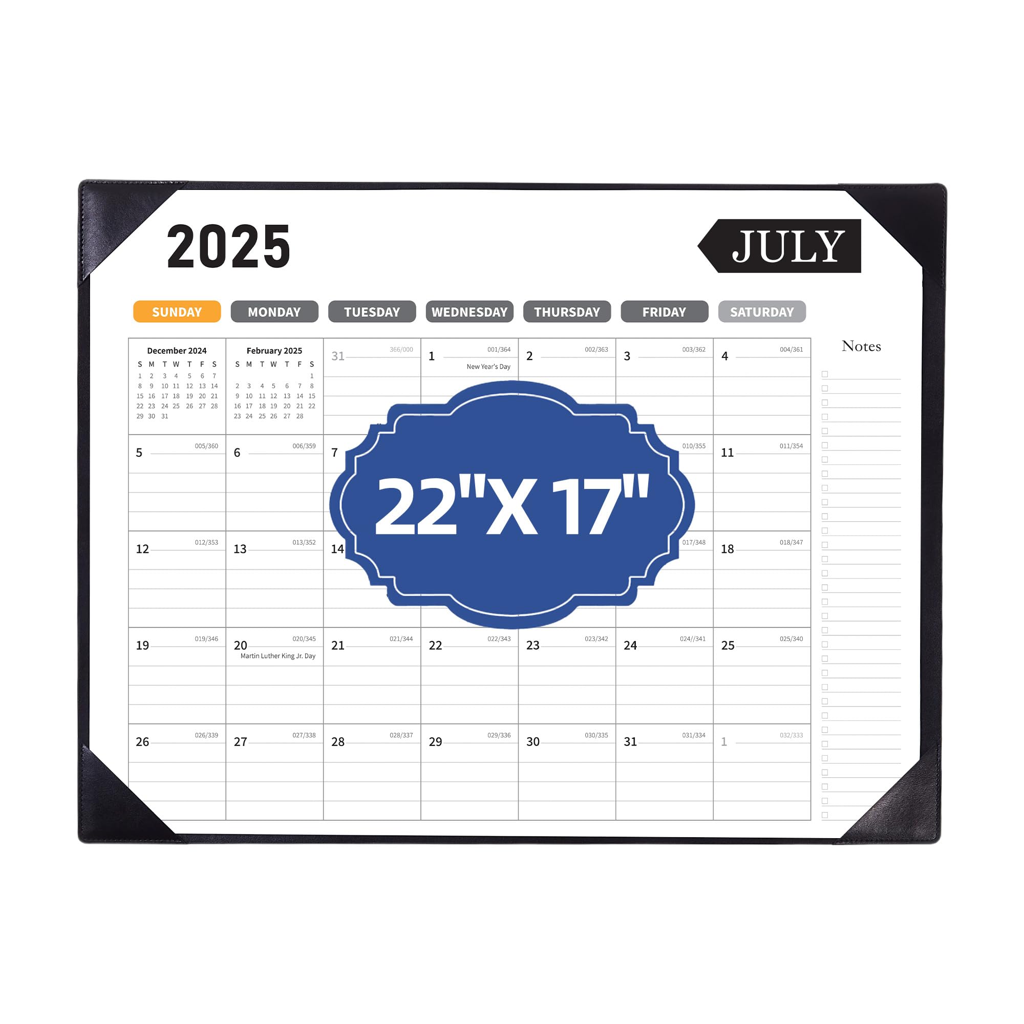 Photo 1 of Large Desk Calendar 2025-2026, Calendar with Desk Protecting Pad, Desk Calendar Large 22x17, Runs From July 2025 to December 2026, 18 Months, Big Desktop Calendar for Family Classroom and Office (Black)