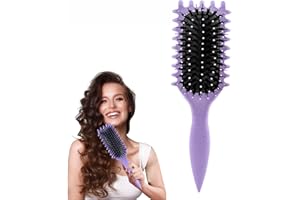 UTOSDAY Curl Defining Brush, Curly Hair Brush Curl Brush for Curly Hair, Curl with Prongs Define Styling Brush, Shaping and Defining Curls For Women Men Less Pulling and Curl Separation (Purple)