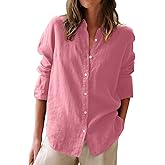 Button Down Shirts for Women Cotton Oxford Shirts Long Sleeve Dress Shirts Collared Blouses Work Casual Solid Tunic Tops