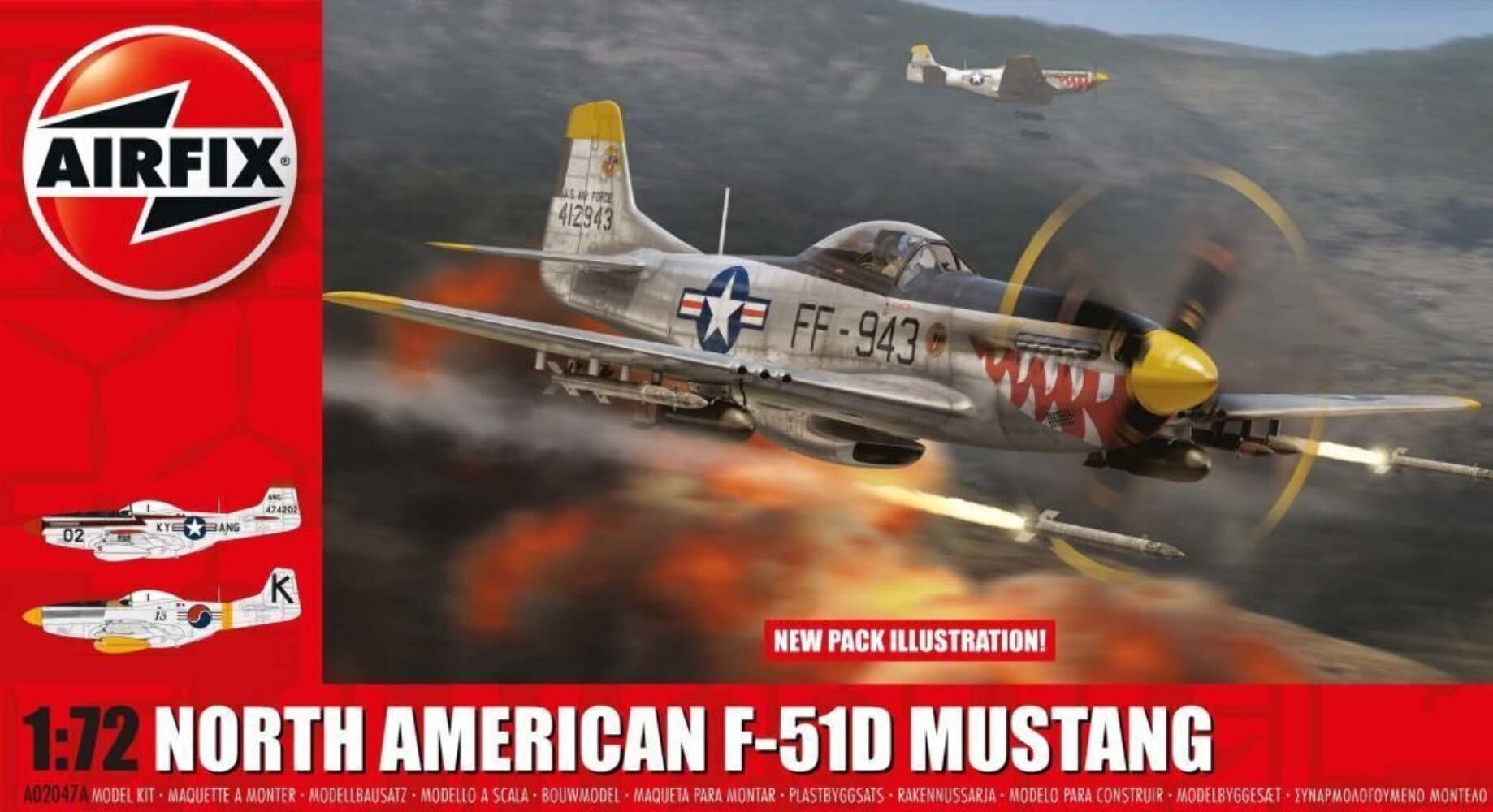 AIRFIX - Model Set - A02047A North American F-51D Mustang Model Building Kit - Plastic Model Plane Kits for Adults & Children 8+, Set Includes Sprues & Decals - 1:72 Scale Model