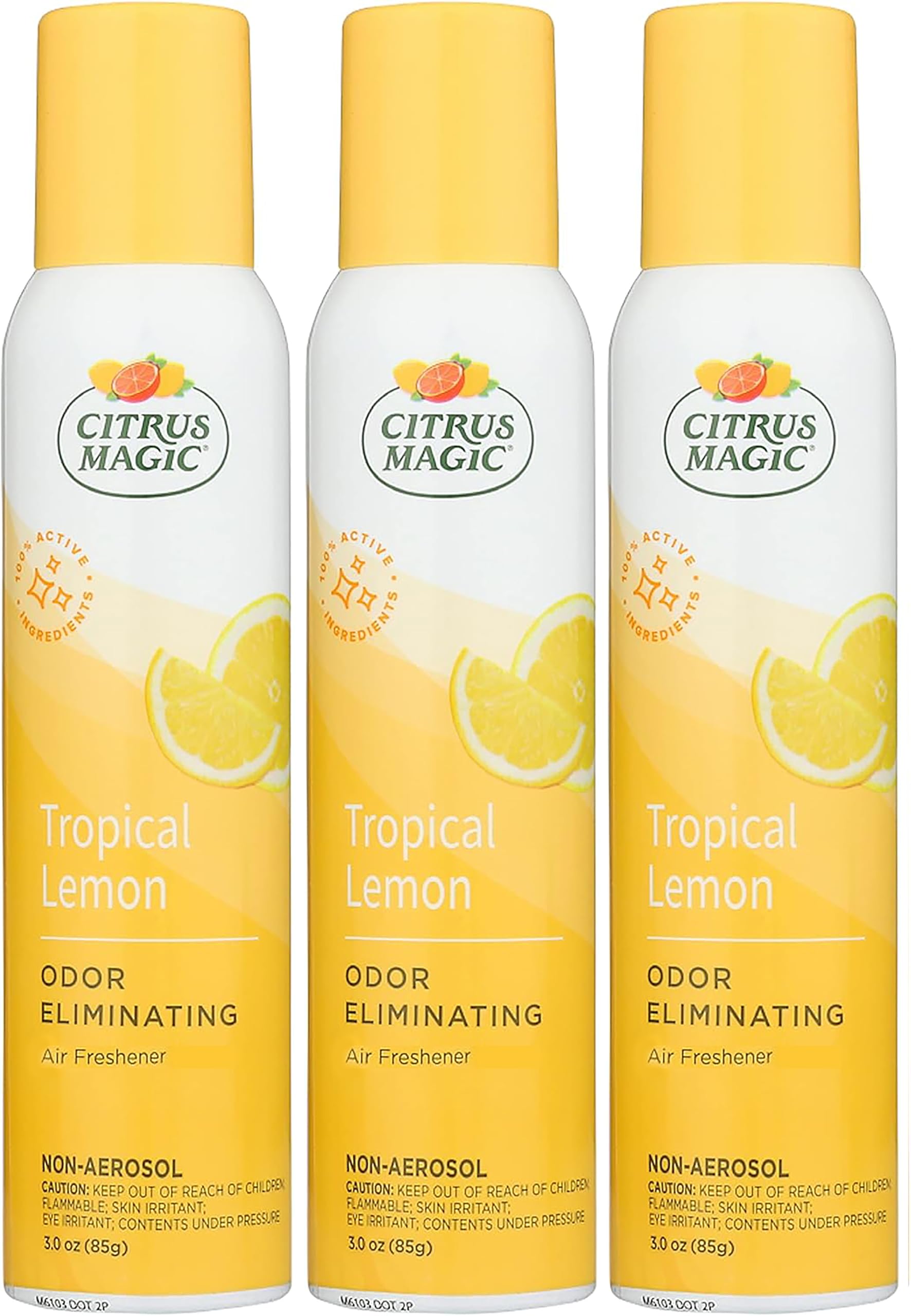 Citrus Magic Odor Eliminating Air Freshener Spray, Tropical Lemon, 3-Ounce, Pack of 3