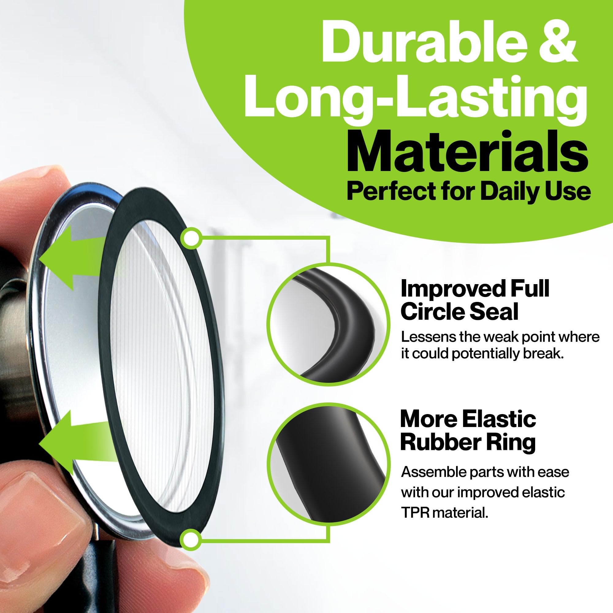 Durabasics Classic 3, Cardiology 3 & Cardiology 4 Accessories Kit for Littmann Stethoscope Replacement Parts & Littmann Stethoscope Parts - Fits Classic III, Cardiology III & IV - Black