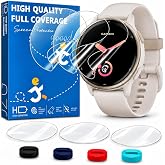 6 Pack Screen Protector for Garmin Vivoactive 5/6 42mm + 4 Dust Plugs | HD Clear Soft EPU Film, Full Coverage, Self-Healing,