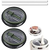 2Pcs 40 oz Replacement Tumbler Flip Straw Lid Compatible with Stanley Cup 40oz Tumbler,121 color combinations,Stanley Flip Straw Lid No odour and leak-proof (Army Green+Army Green)