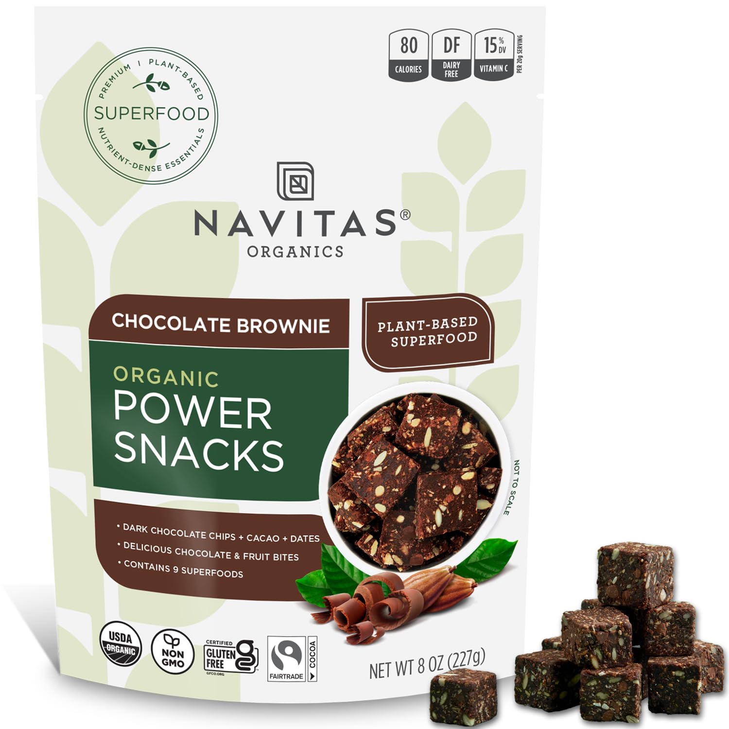 Navitas Organics Chocolate Brownie Superfood+ BITES – Power Snacks – All Natural Plant Based – Clean Energy & Nutrition – USDA Organic, Non GMO, Gluten Free, Kosher, Vegan (8oz. Bag 11 Servings)