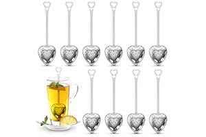 KETAR 10 Pcs Heart Tea Infuser for Loose Leaf Tea Steeper – Rust-Resistant Stainless Steel Strainers with Secure Clasp, Easy Brewing Design, Keeps Loose Leaves Contained | Suitable for Parties & Gifting