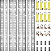 VEVOR E Track Tie-Down Rail Kit, 32PCS 5FT E-Tracks Set Includes 8 Steel Rails & 8 O Rings & 8 Tie-Offs with D-Ring & 8 End Caps, Securing Accessories for Cargo, Motorcycles, and Bikes