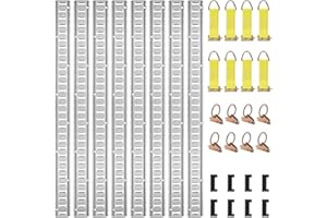 VEVOR E Track Tie-Down Rail Kit, 32PCS 5FT E-Tracks Set Includes 8 Steel Rails & 8 O Rings & 8 Tie-Offs with D-Ring & 8 End Caps, Securing Accessories for Cargo, Motorcycles, and Bikes