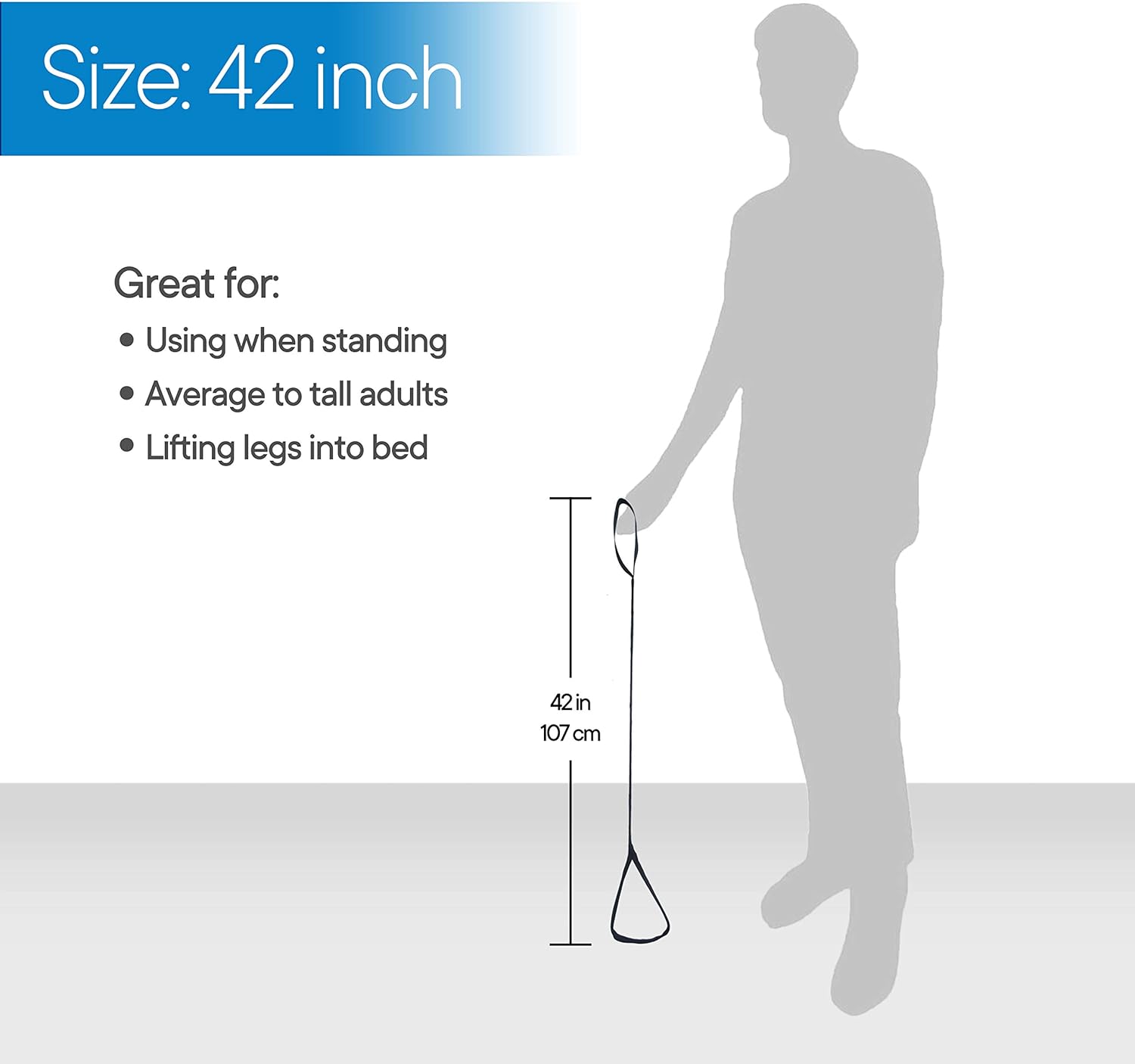RMS 42 Inch Long Leg Lifter - Durable & Rigid Hand Strap & Foot Loop - Ideal Mobility Tool for Wheelchair, Hip & Knee Replacement Surgery (42 Inch Long): Health & Personal Care