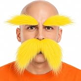 TWAYFEL Self Adhesive Fake Mustache and Eyebrows False Facial Hair Costume Accessories for Adults Novelty Halloween