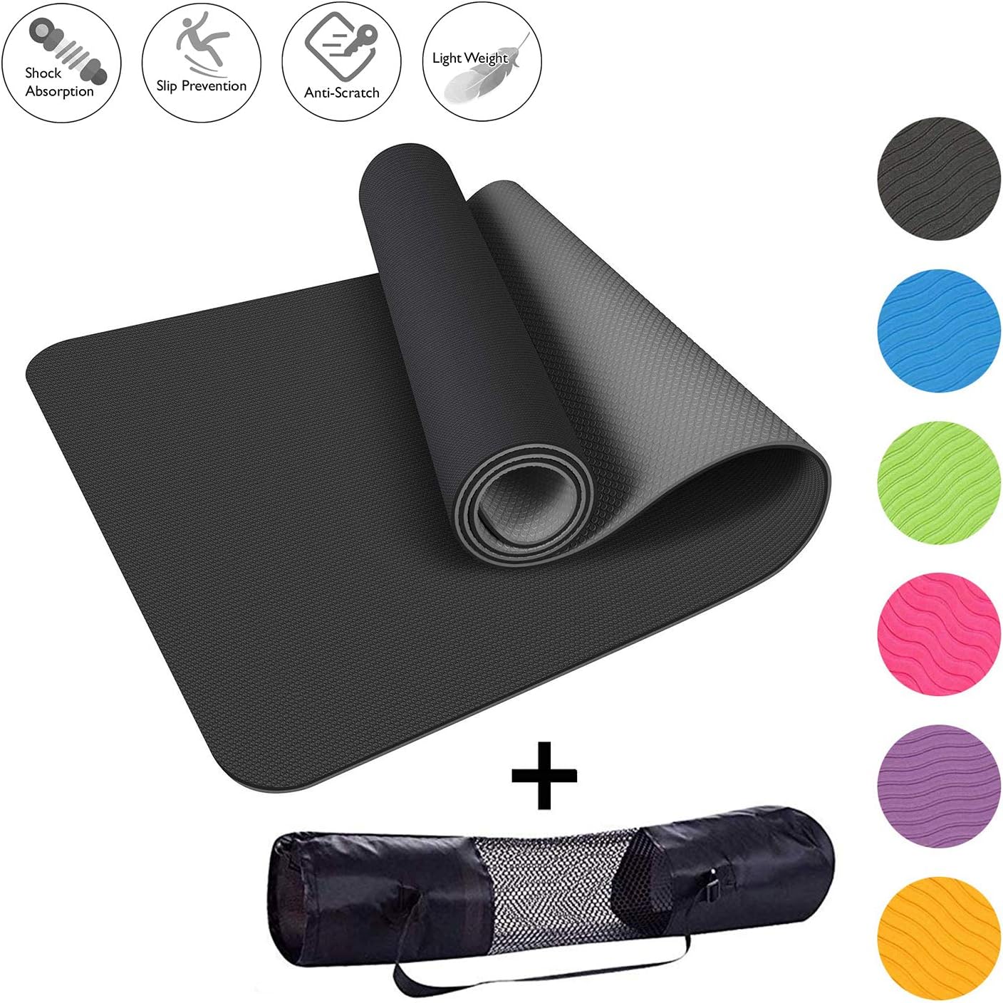 Kids Mandi Home Runner Workout Yoga Mat with Cover Bag | Eco-Friendly, Soft, Non-Slip, Grippy, Yogamat for Yoga, Exercise, Fitness for Men & Women - 60"x 24"
