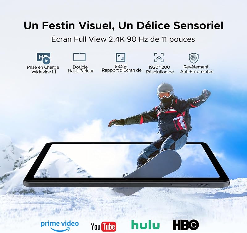 P11 Pro Tablette Android 16, Tablette 11 Pouces avec Gemini AI, 48Go RAM+128Go ROM, Tablette Tactile 2.4K 90Hz, T7250, 13MP+5MP, 8800mAh, 5G WiFi, Tablette avec Clavier, Stylet, Souris-Noir