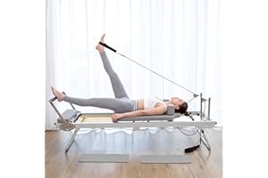 LOPOO Pilates Reformer for 440 LBS Capacity, Foldable Pilates Reformer Machine Home Gym Equipment with 3 Resistance Cords, Pilates Machine for Home Gym Workouts, Ideal for Beginners, Grey