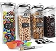 Cereal Container Storage Set - Airtight Food Storage Containers, Kitchen & Pantry Organization, 8 Labels, Spoon Set & Pen, Great for Flour - BPA-Free Dispenser Keepers (135.2oz) - Chef’s Path