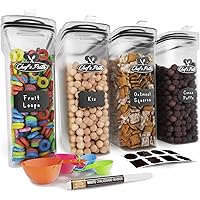 Cereal Container Storage Set - Airtight Food Storage Containers, Kitchen & Pantry Organization, 8 Labels, Spoon Set…