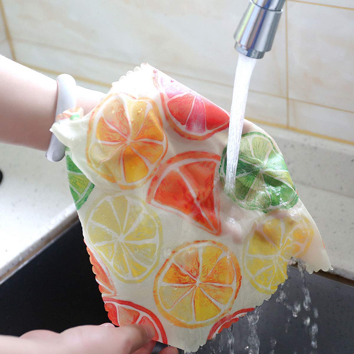 POWERbeast Beeswax Wrap Reusable Organic Beeswax Food Packaging Eco Friendly, Zero Waste, Alternative to Cling Film, Washable Reusable Wax Food Wrap - Set of 3 (Large, Medium, Small)