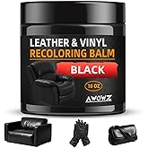 AWOWZ Leather Recoloring Balm - Scratch Repair & Color Restore Kit for Faded Leather, Leather Couch & Car Seats - 10OZ Leather Restorer Balm for Furniture, Auto Interior, Vinyl, Accessories (Black)