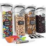 Cereal Container Storage Set - Airtight Food Storage Containers, Kitchen & Pantry Organization, 8 Labels, Spoon Set & Pen, Gr
