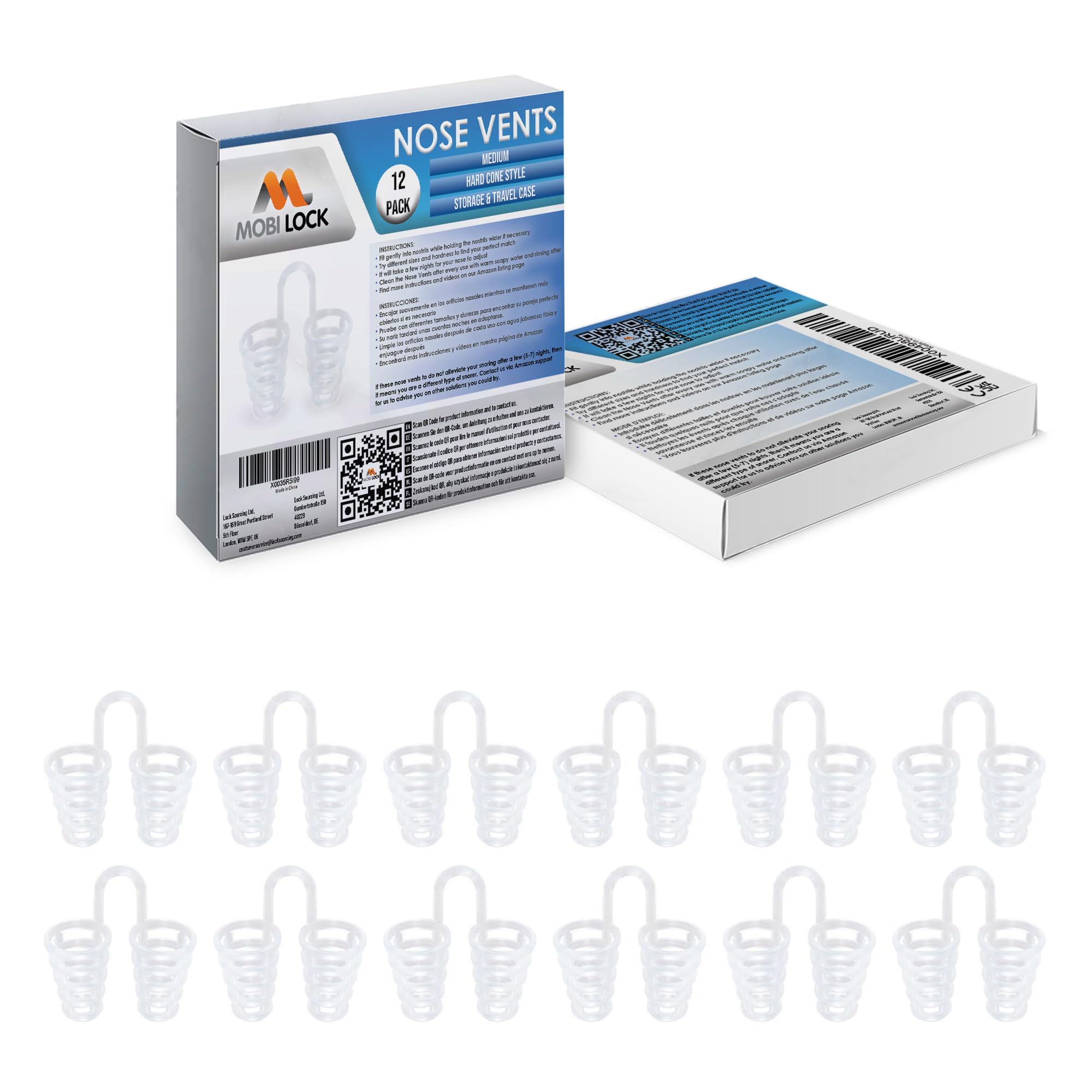 Photo 1 of Nose Vent Sinus Relief Dilator (Pack of 12 Medium Size) Hard Cone Vents - A Simple Solution for Nasal Snorers - Reusable Snoring Device to enjoy a peaceful night's sleep - by Mobi Lock
