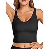 Buauty Sports Bras for Women Longline Wirefree Padded High Support, Workout Tank Crop Tops Built in Bra for Women