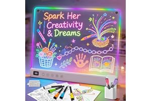 Lumiboard Led Drawing Board with 13 Light Effects, 13.7"x10" Rechargeable Glow Doodle LED Note Board with Colors, Neon Light 