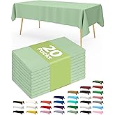 Pureegg Plastic Table Cloth Disposable 20 Pack, 54 x 108 Inch Table Cloths, Easter Party, Decorative Tablecloths, Rectangle, Light, Pastel Plastic Cover, Leakproof & Sturdy, Sage Green