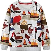 YAGATA Toddler Sweatshirt Boys Long Sleeve Shirts Casual Kids Cotton Graphic Fall Winter Pullover Tee Tops Blouse