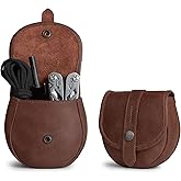 Hide & Drink, Bushcraft Leather Pouch Handmade from Full Grain Leather - Waist Holster Bag, Conveniently Attaches to Belt - Accessory for Storing Tools and Equipment for DIY Projects - Bourbon Brown