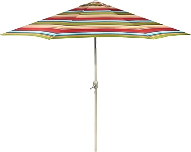Amazon Com 9 Foot Orange Green Blue Yellow Beige Striped Market Umbrella Crank Tilt Clothing